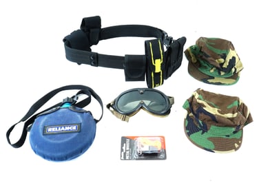 MILITARY RELATED ITEMS TACTICAL GUN BELT GOGGLES HATS