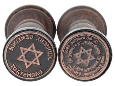 GROUP OF TWO WWII TYPE HOLOCAUST PERIOD HAND STAMPS
