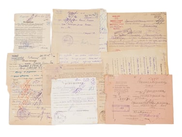 COLLECTION OF TEN WWII RUSSIAN DEATH MESSAGES STAMPED