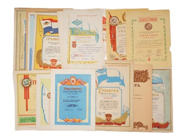 VINTAGE SOVIET AWARD CITATIONS MILITARY CIVILIAN AWARDS