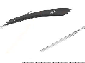 GERMAN WWII TYPE WAFFEN SS STRAIGHT SHAVING RAZOR: A WWII type Nazi German Third Reich Waffen SS straight shaving razor by Ewald Rader. The handle features a synthetic base, adorned with SS runes. Marked, Ewald Rader Solingen on a ricasso. Second Worl