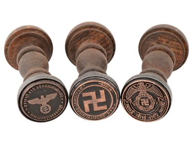 COLLECTION OF THREE GERMAN WWII TYPE HAND STAMPS