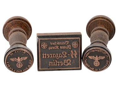 GROUP OF THREE WWII NAZI GERMAN WAFFEN SS HAND STAMPS