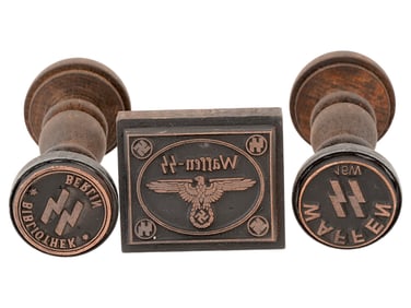 GROUP OF THREE WWII NAZI GERMAN WAFFEN SS HAND STAMPS