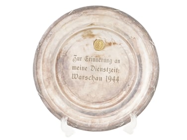 WWII NAZI GERMAN WAFFEN SS PRESENTATION PLATE INSCRIBED