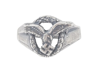 WWII TYPE NAZI GERMAN LUFTWAFFE PILOTS SILVER RING