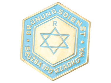 WWII TYPE HOLOCAUST WARSAW GHETTO POLICE HAT BADGE