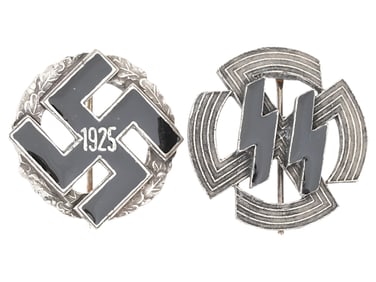 LOT OF TWO WWII TYPE GERMAN 3RD REICH ENAMELED BADGES