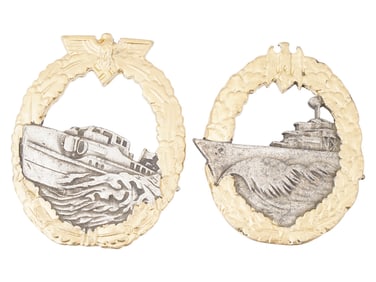 GROUP OF TWO WWII NAZI GERMAN KRIEGSMARINE BADGES
