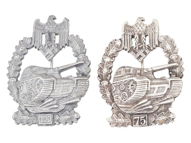 GROUP OF TWO WWII NAZI GERMAN ARMY TANK ASSAULT BADGES