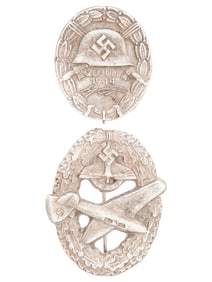 GROUP OF TWO WWII MODEL GERMAN MILITARY BADGES