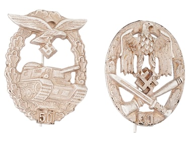 GROUP OF TWO WWII MODEL GERMAN MILITARY BADGES