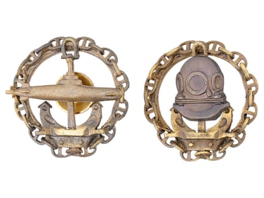 LOT OF TWO WWI TYPE IMPERIAL DIVER SUBMARINER BADGES