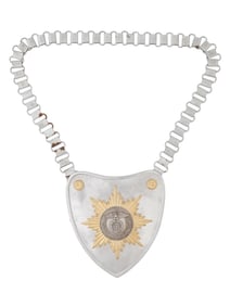 WWII TYPE NAZI GERMAN SA FLAG BEARER GORGET WITH CHAIN