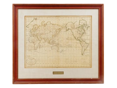 1815 WORLD MAP WITH COOKS ROUTE FROM CAREYS ATLAS