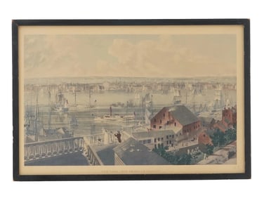 NY HAND COLORED LITHOGRAPH PRINT BY JOHN WILLIAM HILL