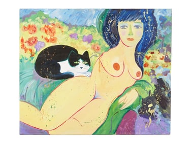 MODERNIST FEMALE PORTRAIT OIL PAINTING SIGNED TING