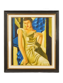 PORTRAIT OIL PAINTING AFTER TAMARA DE LEMPICKA SIGNED