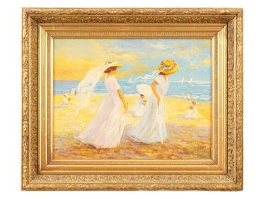 ANTIQUE NORTH SEASCAPE SCENE OIL PAINTING SIGNED