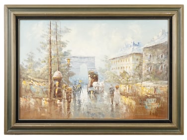 S. RAZIN PARISIAN CITYSCAPE OIL PAINTING
