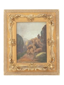 SIGNED ANTIQUE EUROPEAN SCHOOL OIL GENRE PAINTING