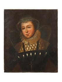 ANTIQUE 1883 ENGLISH SCHOOL OIL PAINTING OF MARY STUART