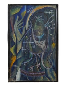 E. BARAMIDZE GEORGIAN ABSTRACT MAGIC PAINTING 1988