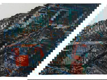 CONTEMPORARY INDUSTRIAL PAINTING SIGNED L. RUDNICK