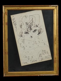 SIGNED ANATOLY ZVEREV MARKER ON PAPER PAINTING