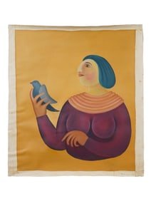 MID CENTURY INDIAN PAINTING SIGNED MANJIT BAWA 1996