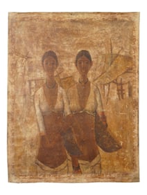 ATTR TO B. PRABHA INDIAN PORTRAIT PAINTING WITH COA