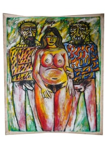 INDIAN SCHOOL OIL PAINTING SIGNED F. N. SOUZA