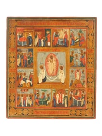 ANTIQUE RUSSIAN ICON OF THE GREAT ORTHODOX FEASTS