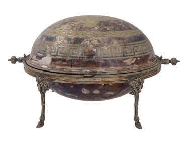 ANTIQUE BRITISH GOUT GREC SILVER PLATE WARMING TRAY