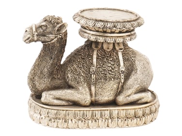 VINTAGE SILVER-PLATED METAL CAMEL FIGURINE STAND
