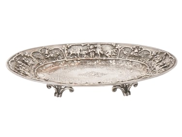 ANTIQUE DUTCH SILVER PLATED OVAL SERVING TRAY