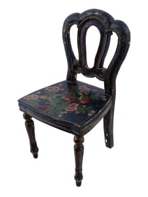 ANTIQUE CHINOISERIE STYLE PAINTED PAPIER MACHE CHAIR