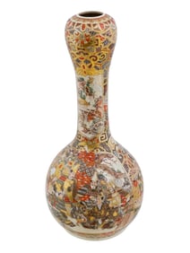 LARGE ANTIQUE JAPANESE MEIJI SATSUMA PORCELAIN VASE