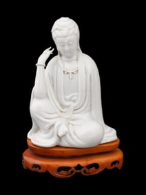 HE CHAOZONG ANTIQUE CHINESE DEHUA PORCELAIN FIGURINE