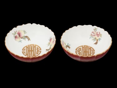 ANTIQUE CHINESE QING ERA FAMILLE ROSE PORCELAIN BOWLS