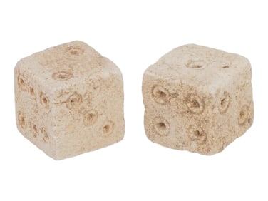 PAIR OF ANCIENT ROMAN STONE DICE 100 TO 300 AD