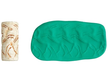 LARGE ANCIENT WESTERN ASIATIC ENGRAVED STONE SEAL BEAD