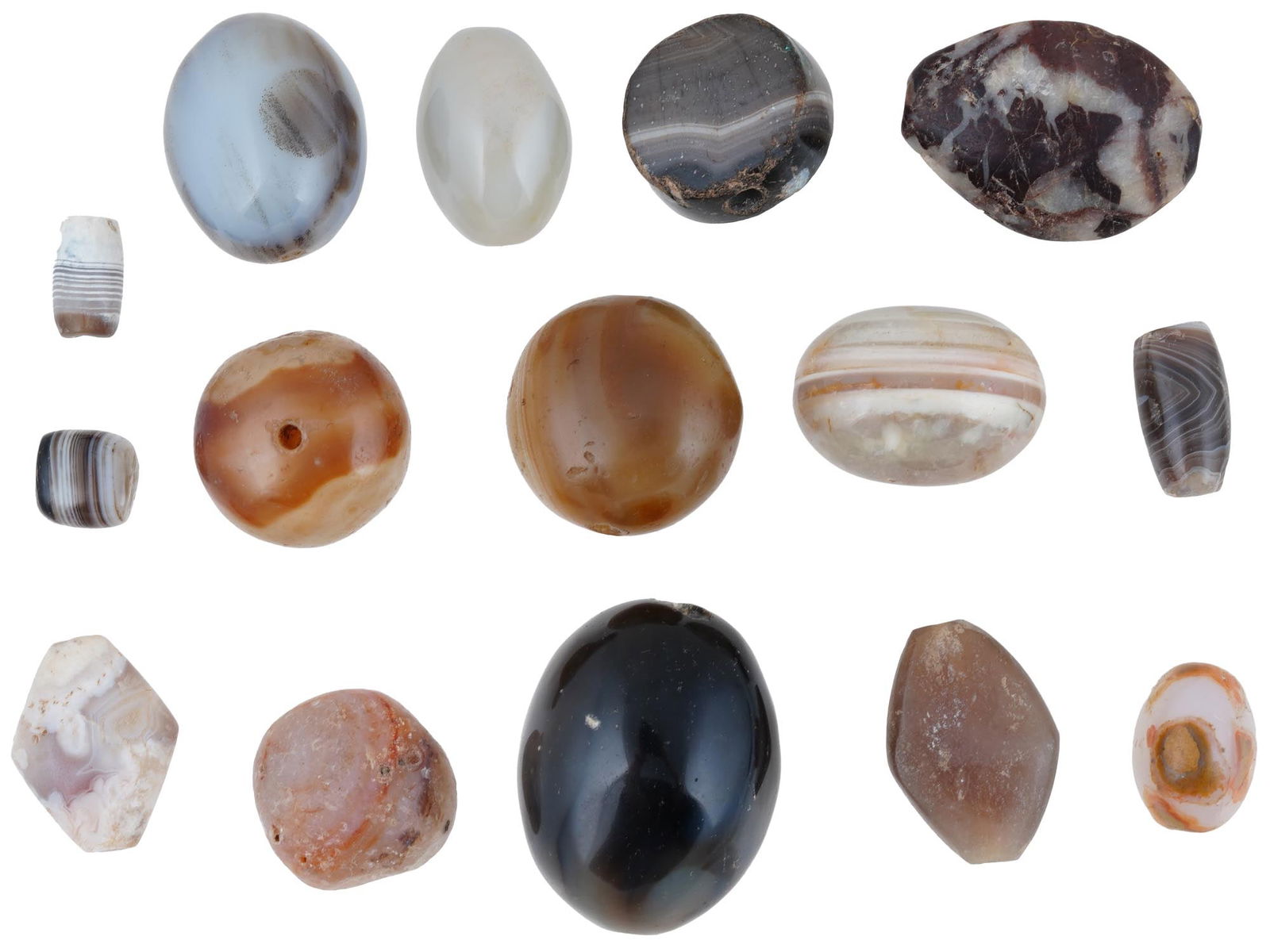 ANCIENT CARVED AGATE BEADS OF VARIOUS SIZES AND COLORS (1 of 8)