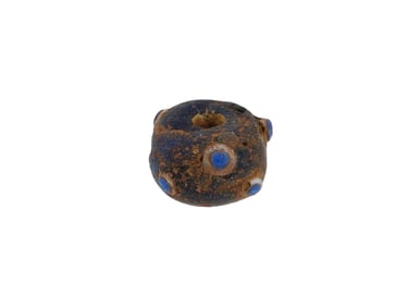 LARGE ANCIENT ROMAN GLASS BEAD INLAID WITH EYES