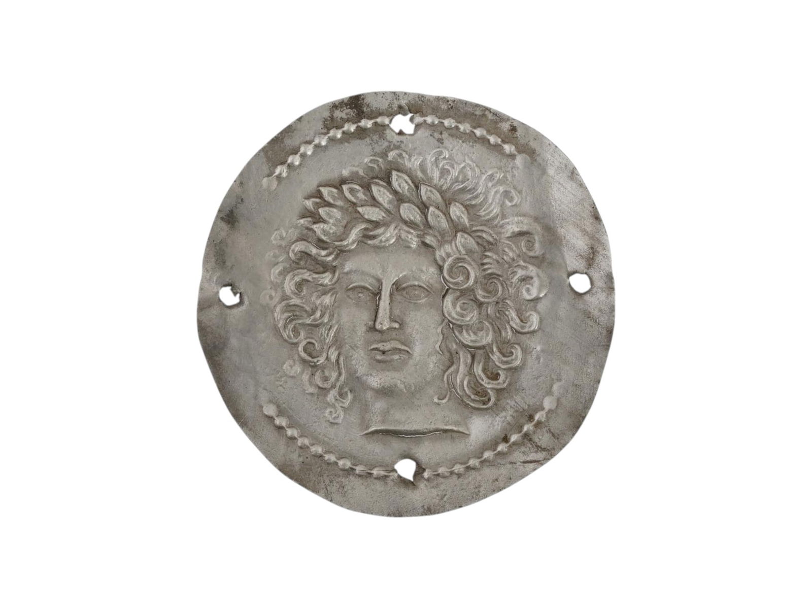 ANCIENT HELLENISTIC SILVER MEDALLION MEDUSA GORGON (1 of 2)