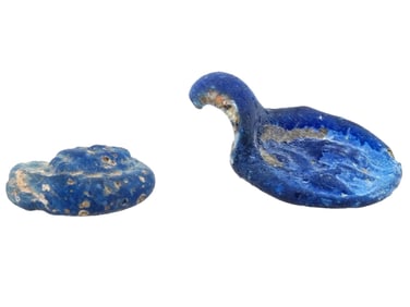 TWO ANCIENT ROMAN BLUE GLASS MEDALLIONS 100 TO 300 AD