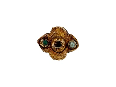 ANCIENT HELLENISTIC GOLD TURQUOISE GARNET BEAD