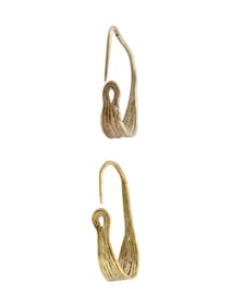 ANCIENT GREEK GOLD HOOP EARRINGS WITH A LEAF MOTIF
