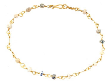 ANCIENT ROMAN GOLD AND GLASS BEAD BRACELET 100 TO 300AD
