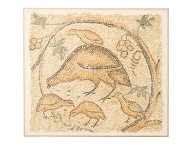 ANCIENT ROMAN BYZANTINE MOSAIC W BIRD 200 TO 500 AD